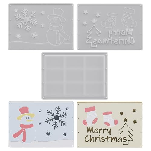 Silikonformen Gießformen Weihnachten, 3 Stück Geschenkbox Silikonform Weihnachten, Silikonform Geldgeschenk mit Weihnachtsmann, gipsformen zum gießen von Kertaym