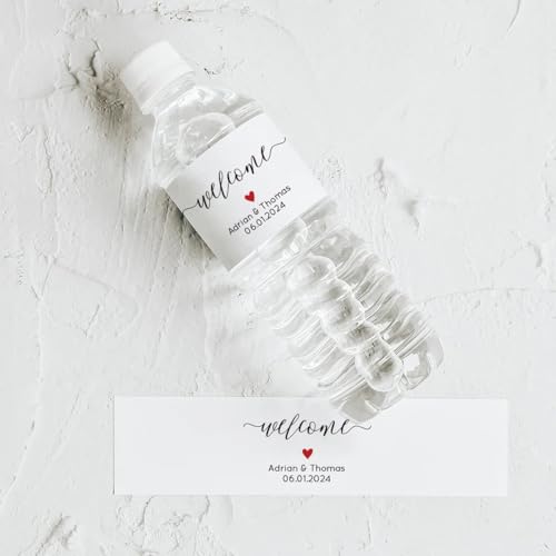 Personalisiertes Hochzeits-Wasserflaschen-Etikett, Geburtstag, Party, Dankeschön, Wasserflaschen-Aufkleber, Brautparty, Willkommensgeschenk, Hochzeitsdekoration (Design 1) von Keruidian