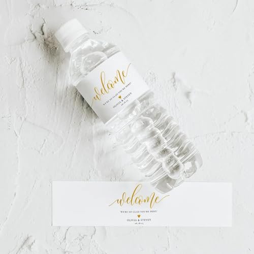 Personalisiertes Hochzeits-Wasserflaschen-Etikett, Geburtstag, Party, Dankeschön, Wasserflaschen-Aufkleber, Brautparty, Willkommensgeschenk, Hochzeitsdekoration (Design 3) von Keruidian