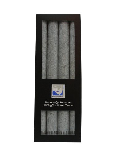 Stearin Stabkerzen, 250 x 22 mm, Grau, 4er-Pack, Bio - Kerzen / Stearin - Leuchterkerzen von Kerzenfarm Hahn