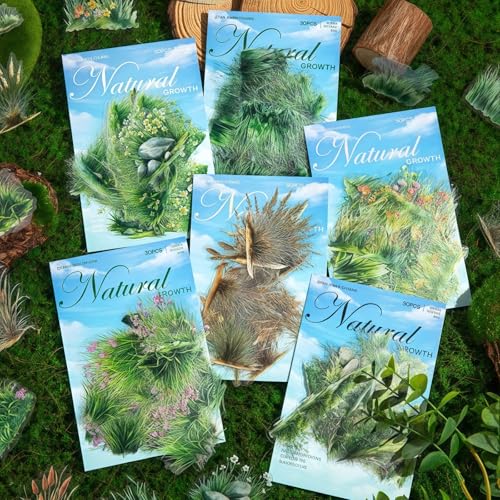 180 Pcs Scrapbooking Stickers Set,PET Bullet Journal Zubehör Stickers,Blumen&Grass Themed Aesthetic Stickers Decorative for Journal Zubehör,Photo Album,Mobile Phone,DIY Crafts(Natural Growth Series) von Kesari