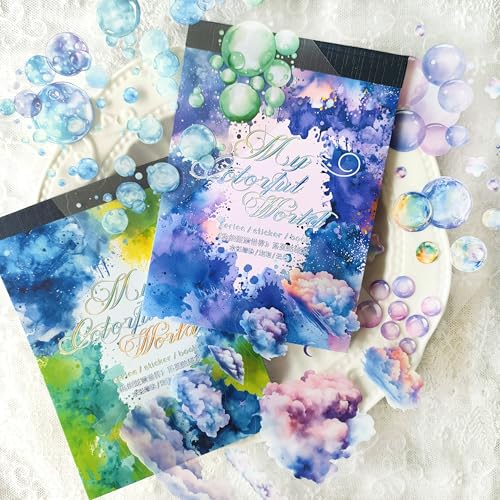 36 Blätter Scrapbooking Stickers Bullet Journal Zubehör Sticker, Wolken Blasen Themen Aufkleber Decorative für Journaling,Planners,Photo Album(Lilac Dreamland) von Kesari