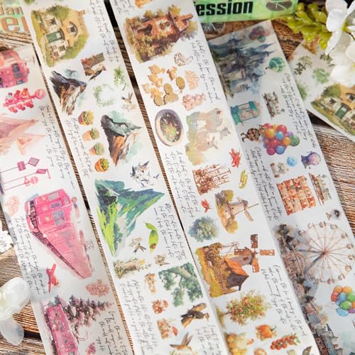4 Rolls Scrapbooking Washi Tape Set,Masking Tape Dekoratives Klebeband für Scrapbooking,Bullet Tagebuch,Planer, Geschenkverpackung(The Wonderful World of Pandora) von Kesari