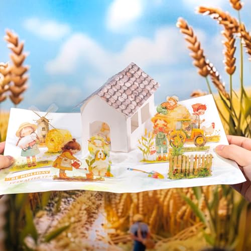 80pcs Scrapbook Stickers Zubehör,Scrapbooking Bullet Journal Zubehör,PET Tier Pflanzen Farm Scrapbook Stickers Book für Fotoalbum,Notebook,Journaling(Happy Farm) von Kesari