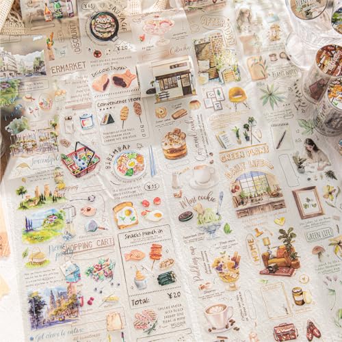 Scrapbook Zubehör Set Vintage Scrapbooking Sticker Tape,6 Rollen Klebeband Mit Dem Thema des Alltags für Fotoalben,Bullet Journaling（Life Diary Series） von Kesari