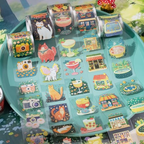 Scrapbook Zubehör Set Vintage Scrapbooking Sticker Tape,6 Rollen Klebeband Mit Garden Blumen Thema für Fotoalben,Kalender,Bullet Journaling（Graffiti Garden） von Kesari