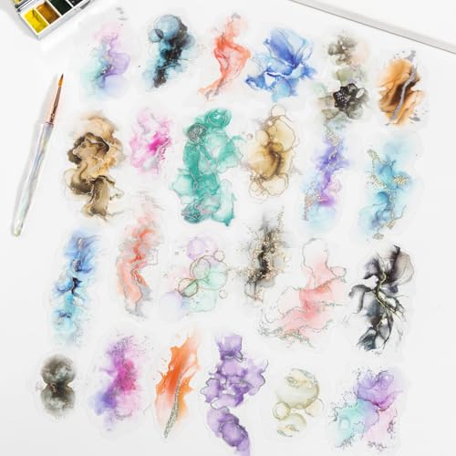 Scrapbook Zubehör Stickers PET Scrapbooking Sticker,60pcs Bullet Journaling Sticker(Flowing Colors) von Kesari