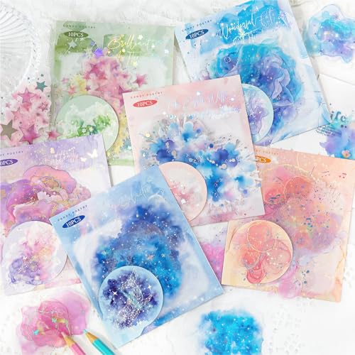 Scrapbooking Stickers 60 Pcs Aufklebers,Bullet Journal Zubehör Stickers,Colorful light Themed PET Aesthetic Stickers Decorative for Journal Zubehör,Notebook,Photo Album,DIY(Flowing Light Series) von Kesari