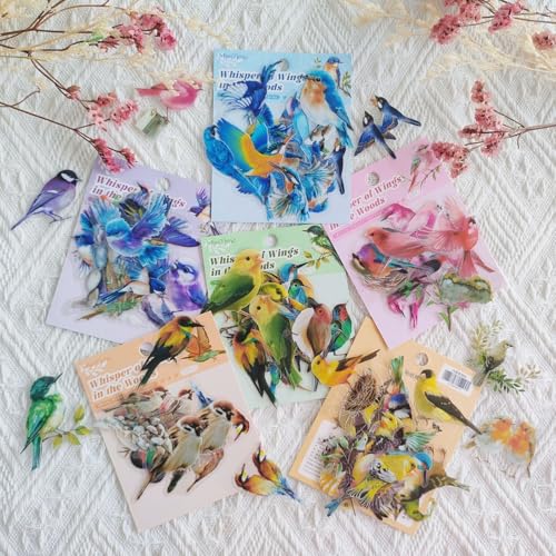 Scrapbooking Stickers Set,180 Pcs PET Bullet Journal Zubehör Stickers,Birds Themed Aesthetic Aufklebers Decorative for Journal Zubehör,Notebook,Photo Album,Mobile Phone,DIY(Wing Language Series) von Kesari