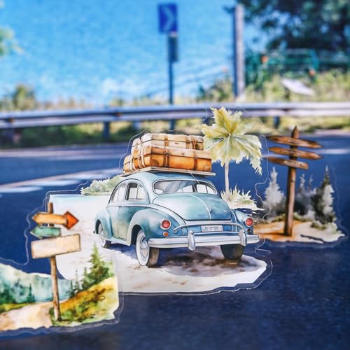 Scrapbooking Zubehör Stickers Set,Travel Scenery Themed Scrapbook Aufkleber,180 Pcs PET Aesthetic Stickers Decorative for Bullet Journal Zubehör,Journal,Notebook,Photo Album(Travel Highway Series) von Kesari