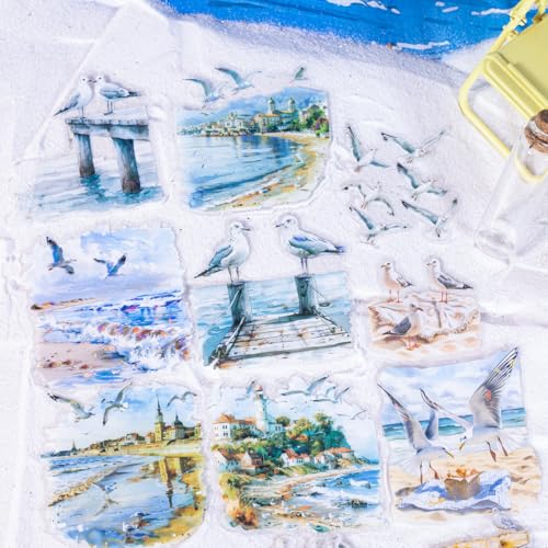 Scrapbooking Zubehör Stickers Set 60 Pcs Aufklebers,Seagulls Themed PET Aesthetic Stickers,Decorative for Bullet Journal Zubehör,Journal,Photo Album,Mobile Phone,Notebook(Let's See the Seagulls) von Kesari