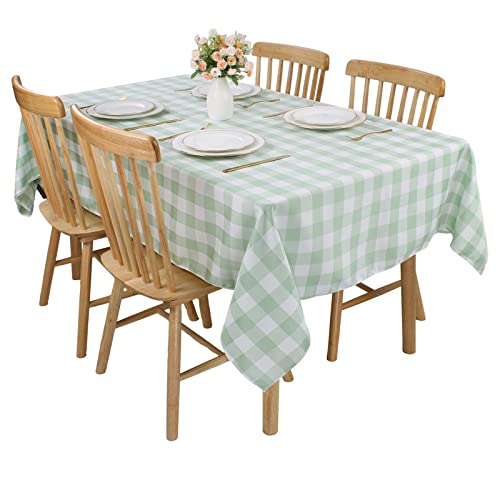 Gingham-Tischdecke, Polyester, 140 x 198 cm, rechteckig, kariert, knitterfrei, für Zuhause und Party, festliche Dekorationen, Stoff, kariert, Hellgrün von Kesfey