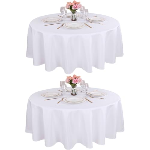 Kesfey 2 Pack weiße runde Polyester-Tischdecken 60 Zoll, waschbar faltenresistente runde Tischdecke für Essen, Party und Camping... Kesfey 2 Pack weiße runde Polyester-Tischdecken 60 Zoll, waschbar faltenresistente runde Tischdecke für Essen, Party und Camping... von Kesfey