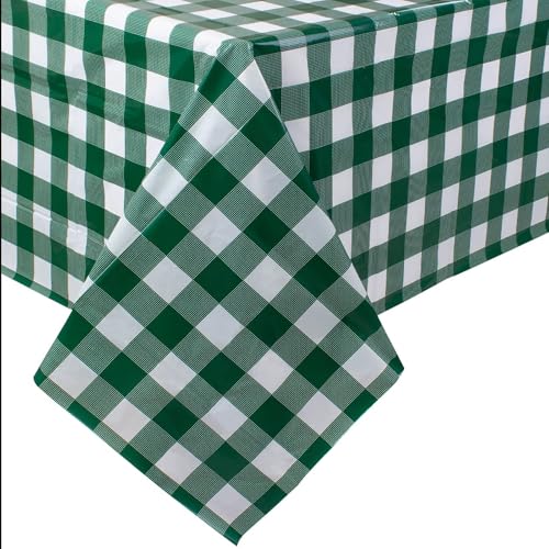 Kesfey Gingham-Tischdecken, Kunststoff, Einweg-Tischdecken, kariert, wasserdicht, Party, rechteckig, 137 x 274 cm, Grün von Kesfey