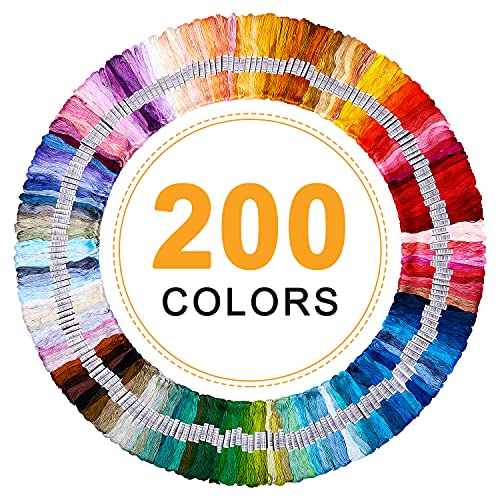 Stickgarn Regenbogenfarben,200 Farben pro Packung, Stickgarn Baumwolle sticktwist Set für Kreuzstichfäden Polybaumwolle, Armband Garn, Basteltwist Stickgarn Regenbogenfarben,200 Farben pro Packung, Stickgarn Baumwolle sticktwist Set für Kreuzstichfäden Polybaumwolle, Armband Garn, Basteltwist von Kesfitt