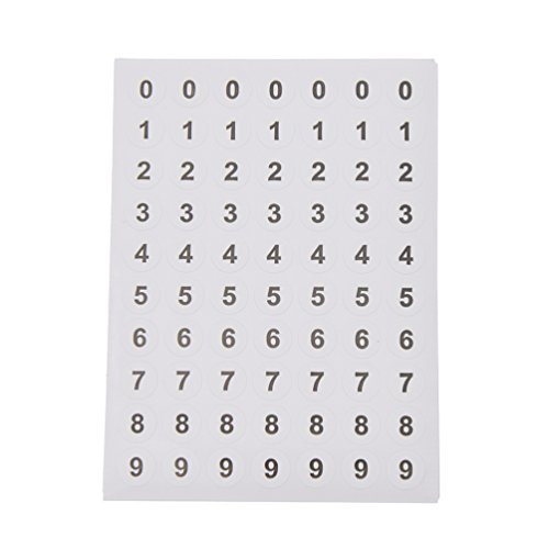 Kesheng 12 Blätter Nummernetiketten Zahlenaufkleber 0 bis 9 Round Schwarz Selbstklebend von Kesheng