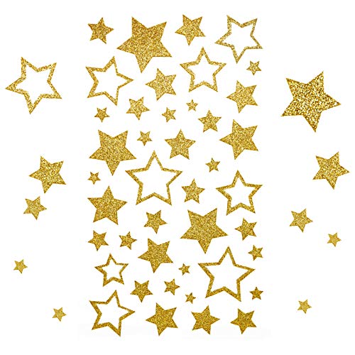 Kesote 210x Sticker Stern Aufkleber Glitzer Gold Etiketten Selbstklebend zum Basteln für Weihnachten Deko Geschenk von Kesote