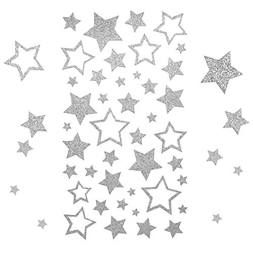 Kesote 210x Sticker Stern Aufkleber Glitzer Silber Etiketten Selbstklebend zum Basteln für Weihnachten Deko Geschenk von Kesote