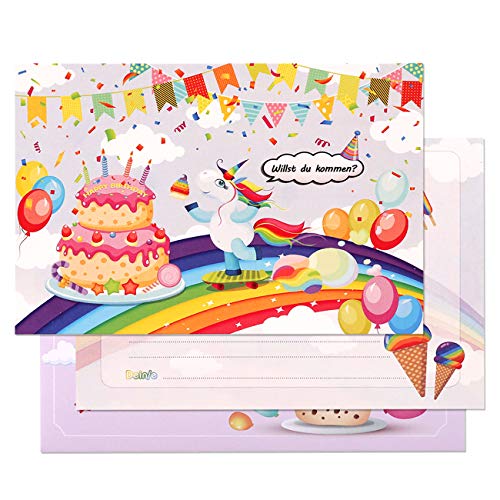 Kesote 24x Einladungskarten Kindergeburtstag Einhorn Karten Kinder Unicorn mit Umschläge für Geburtstag Party Mädchen Junge Kesote 24x Einladungskarten Kindergeburtstag Einhorn Karten Kinder Unicorn mit Umschläge für Geburtstag Party Mädchen Junge von Kesote
