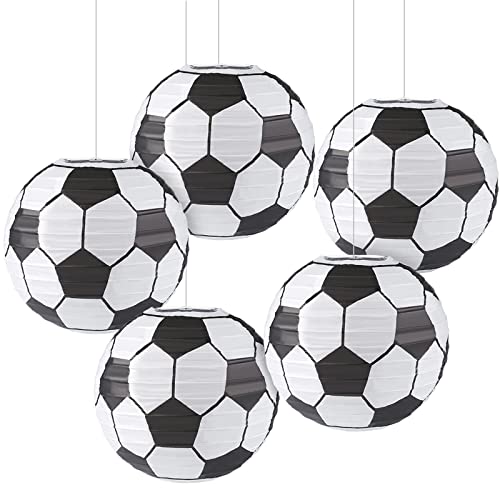 Kesote 5x Lampions Fußball Laterne Papier 12 Zoll Papierlaterne Hängedeko für Weltmeisterschaft Kinder Geburtstag Party Dekoration (30,5 cm) von Kesote