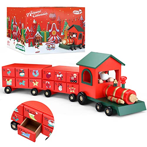 Kesote Adventskalender Kinder Weihnachtskalender Holz Weihnachtszug Adventskalender zum befüllen Zug mit 24 Türchen Weihnachten Deko Mädchen Kesote Adventskalender Kinder Weihnachtskalender Holz Weihnachtszug Adventskalender zum befüllen Zug mit 24 Türchen Weihnachten Deko Mädchen von Kesote