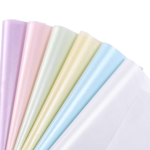Kesote Geschenkpapier 60 Seidenpapier Verpackungsmaterial 6 Farbe Metallic Transparentpapier Bastelpapier Transparent Packpapier Basteln Buntes Papier Hochzeit Geschenk Deko Weihnachten (50 x 35 cm) von Kesote