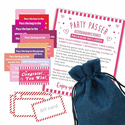 Bachelorette Party Pass The Bag Game Kit, 44 Tipp-Karten mit 1 Pass-Tasche, lustiges Partyspiel für Erwachsene, Damennacht, Brautparty, Gruppenaktivität, Partyzubehör (Marineblau) - A02 von Ketsord