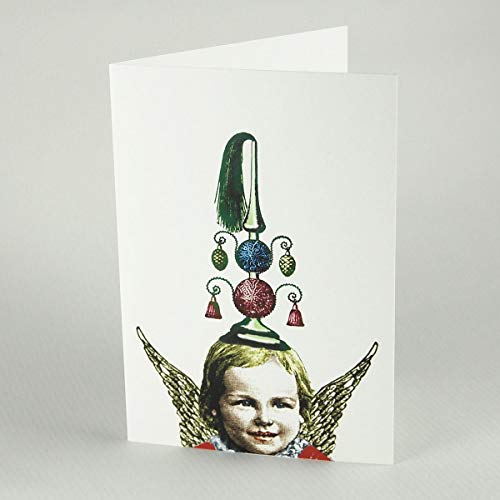 10 nostalgische Weihnachtskarten, Kathrin Göpfert: Engelchen mit weihnachtlichem Kopfschmuck, Klappkarten mit weißen, gefütterten Umschlägen von Kettcards