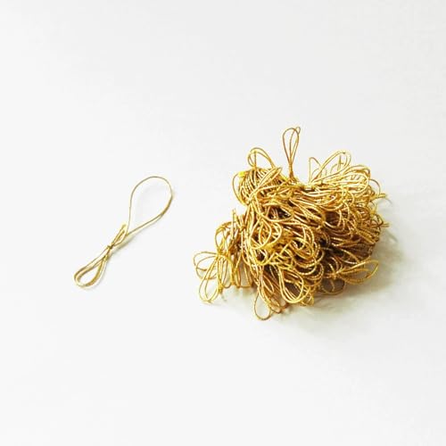 100 elastische Goldkordeln, jedes goldene Gummiband knapp 1 mm Durchmesser, etwa 6 cm lang von Kettcards