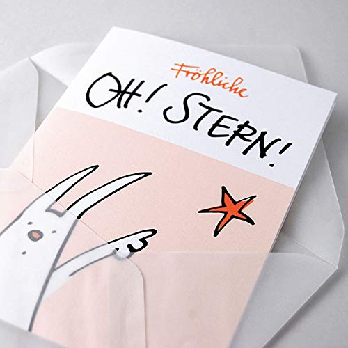 Fröhliche Oh! Stern! - witzige Osterkarte - Klappkarte mit transparentem Kuvert B6 (Design: Susanne Bindner) von Kettcards
