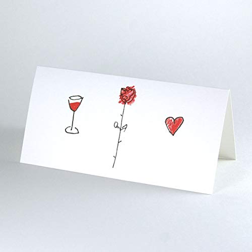 stilvolle Hochzeitskarte: rote Rose, Weinglas, Herz - Klappkarte inkl. rotem Umschlag, Design: Grit May Wolff stilvolle Hochzeitskarte: rote Rose, Weinglas, Herz - Klappkarte inkl. rotem Umschlag, Design: Grit May Wolff von Kettcards