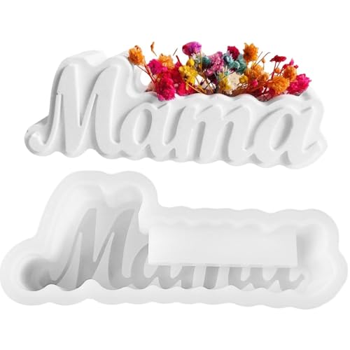 Kettion Buchstaben Vase Silikonform Gießform,Silikonformen Gießformen,Mama Letter Design Kerzenform Silikon Muttertags Gießform Kerzenform Heimdekorationen Für Gips Handwerk, von Kettion