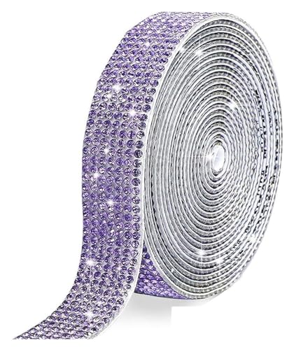 Diamantbandstreifen, selbstklebendes Kristallband for Handarbeiten, Hotfix-Strasssteine, Kettenaufkleber, Band, DIY-Handwerk (Farbe: Blau, Größe: 12 Reihen (26 mm)) (Color : Purple, Size : 8 Row (18 von KeuLen