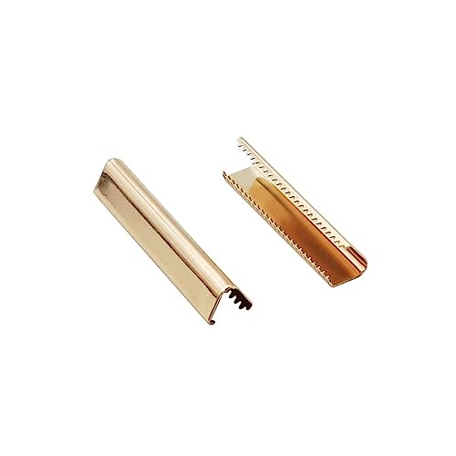 KeuLen Reißverschluss-Endclip, 10 Stück, 10–60 mm, Metall-Riemen-Endclip, Schnalle, Hosenträger, Gürtel-Endclip, Brieftasche, Lederschnalle, Kordelende, DIY-Zubehör(Golden,55mm) von KeuLen