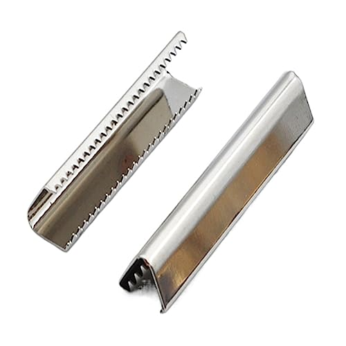 KeuLen Reißverschluss-Endclip, 10 Stück, 10–60 mm, Metall-Riemen-Endclip, Schnalle, Hosenträger, Gürtel-Endclip, Brieftasche, Lederschnalle, Kordelende, DIY-Zubehör(Silver,55mm) von KeuLen