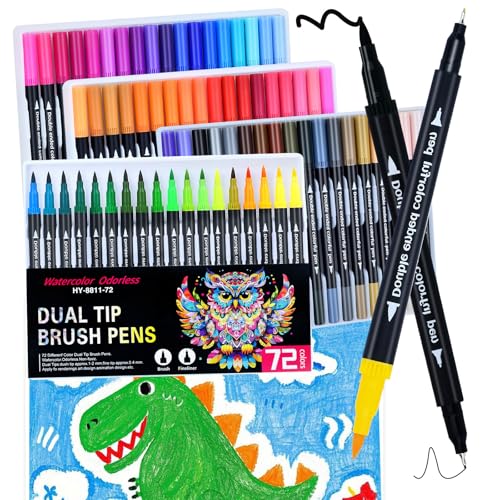 Keukenket 72 Farben Filzstifte Set, 2 mm und 0,4 mm Pinselstifte und Fineliner Marker zum Zeichnen,Pinselstifte Aquarell Brush Pen Set für Kinder Keukenket 72 Farben Filzstifte Set, 2 mm und 0,4 mm Pinselstifte und Fineliner Marker zum Zeichnen,Pinselstifte Aquarell Brush Pen Set für Kinder von Keukenket