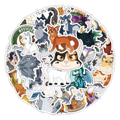 100 Stück Katze Krieger Aufkleber, Anime Cartoon Stickers, Vinyl Wasserdicht Cat Warriors Aufkleber Pack für Laptop Wasserflasche Gepäck Fahrrad Skateboard von Keulablen