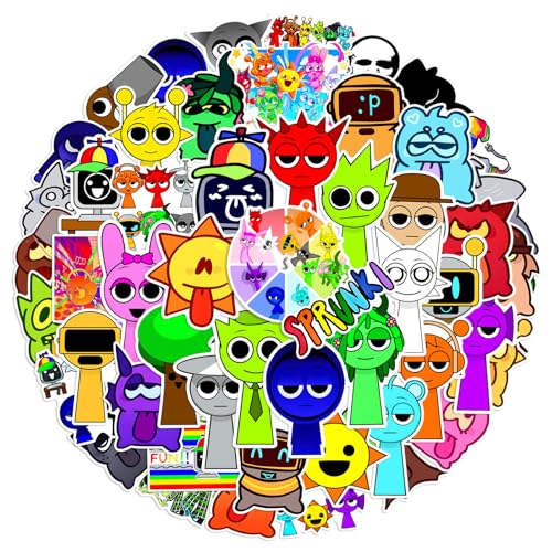 50 Stück Sprunki Aufkleber für Kinder, Rhythmus Box Puzzle Spiele Aufkleber, Cartoon Vinyl Wasserdichte Aufkleber für Laptops Scrapbook Skateboard, Kinder von Keulablen