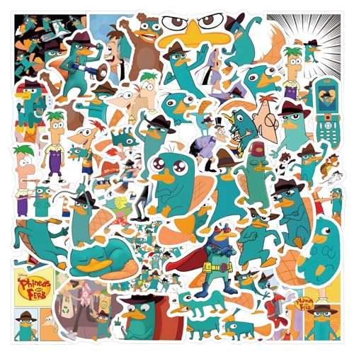 55pcs Perry The Platypus Stickers, Cartoon TV Aufkleber für Kinder, Wasserdichte Vinyl Cartoon Aufkleber für Laptop Gepäck Skateboard Auto, Kind und Teens von Keulablen