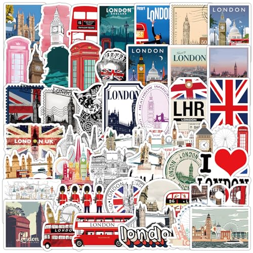 City Travel Stickers, 50 Stück Weltberühmte Land Stadt Logo Aufkleber, Graffiti Bunte Wasserdichte Vinyl Ästhetische Aufkleber Für Laptop Skateboard Gitarre von Keulablen