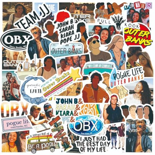 Outer Banks Aufkleber, 50 Stück Funny TV Show Aufkleber, Vinyl Wasserdichte Graffiti Decals für Laptop Skateboard Auto Koffer, Jugendliche und Erwachsene von Keulablen