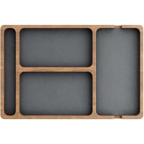 Keuyeo Valet-Organizer-tablett 4 Fächern, Holz-nachttisch-Organizer, Auffangtablett Für Telefon, Schmuck, Uhr, Zubehör, Schreibtisch- Oder Kommoden-aufbewahrungsbox-Halter von Keuyeo