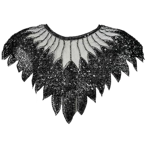 Pailletten-perlen-Spitzen-Applikation, Patch, Bestickte Kleidung, Kragen-Patch, Applikation Für DIY-Ausschnitt, Hochzeit, Braut, Abschlussball, Kleid, Bekleidung von Keuyeo