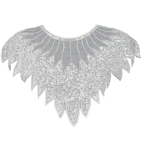 Pailletten-perlen-Spitzen-Applikation, Patch, Bestickte Kleidung, Kragen-Patch, Applikation Für DIY-Ausschnitt, Hochzeit, Braut, Abschlussball, Kleid, Bekleidung von Keuyeo
