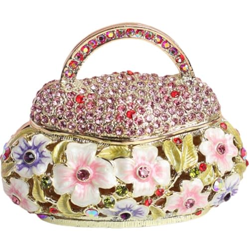 Vintage Metall Kleine Schmuckschatulle Blumenkorb Schmuckkästchen Kleine Schmuckaufbewahrungsbox Emaille Schmuck Organizer Retro Schmuckstück Organizer Für Ringe Ohrringe Halskette von Keuyeo