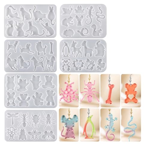 6 Satz Harzformen, Epoxidharz Resin Silikonform, Silikon Ohrring Formen, Mit Ohrhaken, Silikonform Schmuck, Epoxidharz Schmuckherstellung Kit, Für Halskette Anhänger Schmuckherstellung Zubehö 6 Satz Harzformen, Epoxidharz Resin Silikonform, Silikon Ohrring Formen, Mit Ohrhaken, Silikonform Schmuck, Epoxidharz Schmuckherstellung Kit, Für Halskette Anhänger Schmuckherstellung Zubehö von Kewmayer