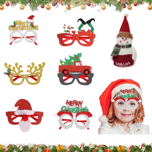 Kewmayer 6 Stück Kreative Lustige Partybrille Weihnachtenbrillen, Weihnachten Brille, Weihnachtsbaum Brillenrahmen, NeuheitWeihnachtsbrille, Kreative Brille Rahmen, für Weihnachtsfeier Deko von Kewmayer