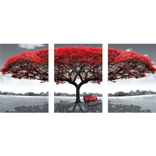 3 Pack DIY 5D Diamond Painting Kit, 3 Teilig Diamond Painting Bilder Erwachsene Full Bohrer Diamant Stickerei Malerei Crystal Strass Kunsthandwerk für Haus Home Wand Dekor Roter Baum Round 60x30cm 3 Pack DIY 5D Diamond Painting Kit, 3 Teilig Diamond Painting Bilder Erwachsene Full Bohrer Diamant Stickerei Malerei Crystal Strass Kunsthandwerk für Haus Home Wand Dekor Roter Baum Round 60x30cm von Kewwier