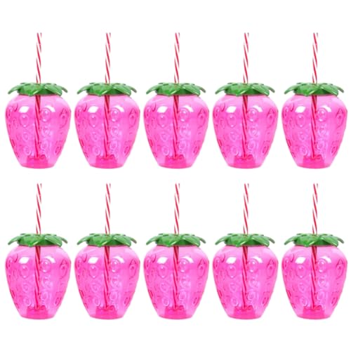 Kexpery 10 Stück Kunststoff-Erdbeer-Ananas-Trinkbecher mit Strohhalm, Saftbecher, Fruchtform, Wasserbecher, Hawaii-Party-Dekoration, Luau, Sommer, Strand, Pool, Party-Dekoration (10 Stück Kexpery 10 Stück Kunststoff-Erdbeer-Ananas-Trinkbecher mit Strohhalm, Saftbecher, Fruchtform, Wasserbecher, Hawaii-Party-Dekoration, Luau, Sommer, Strand, Pool, Party-Dekoration (10 Stück von Kexpery