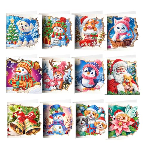Kexpery DIY Weihnachtsgrußkarten Set mit Strass Malerei Diamant Postkarten Mosaik für Geburtstag und Party von Kexpery